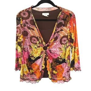 Y2K Hippie Festival Brown Floral Girly 2000s Stretch Phoebe Friends Medium